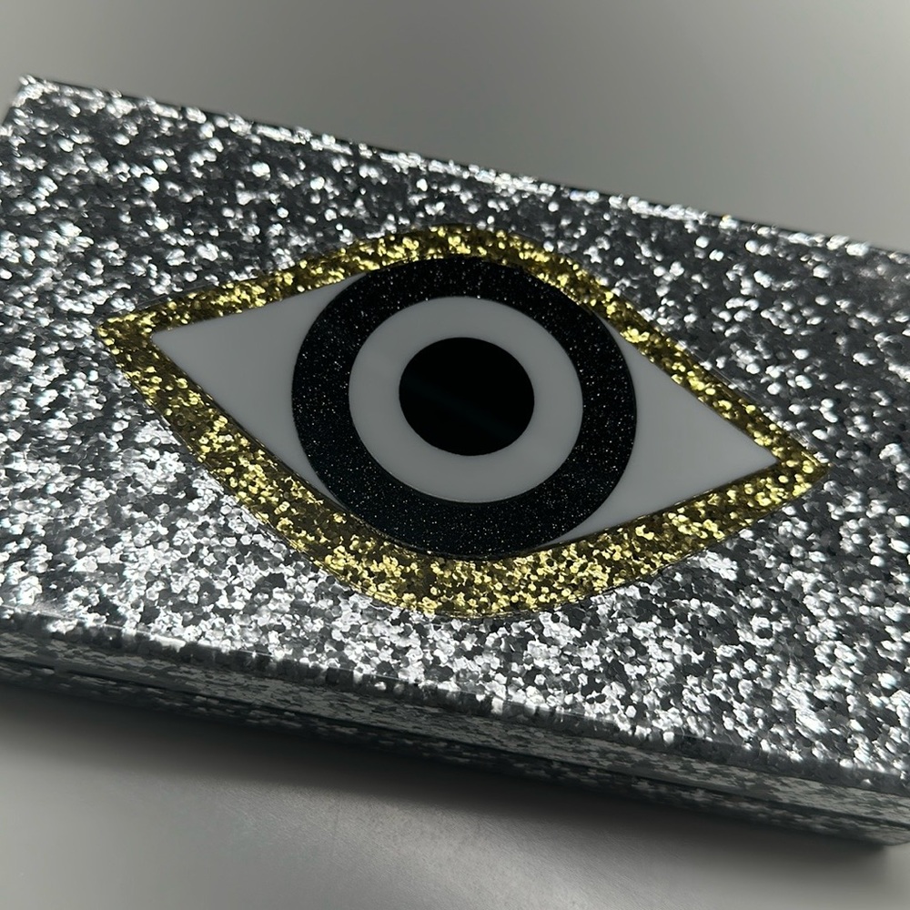 Sequined Eye Box Rectangular Clutch - image 2